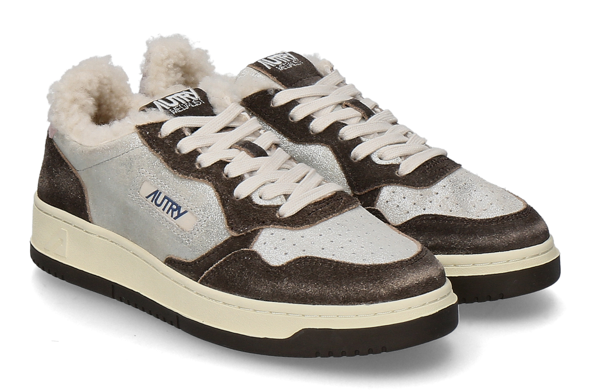 Autry women's lined sneaker SUEDE SHEARLING YB02 - silver/brown