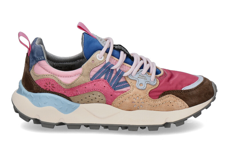 Flower Mountain women's sneaker YAMANO SUEDE NYLON- pink/multi