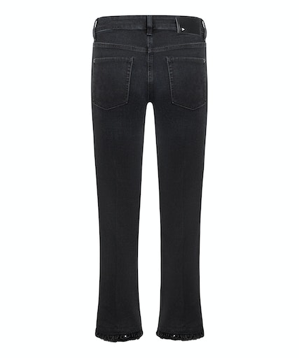 Cambio jeans PARIS EASY KICK AUTHENTIC BLACK DENIM - mid cozy used & fringed