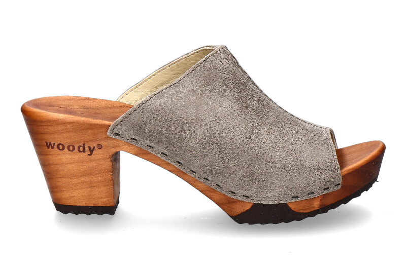 Woody wooden mules ELLY VELOUR SAND