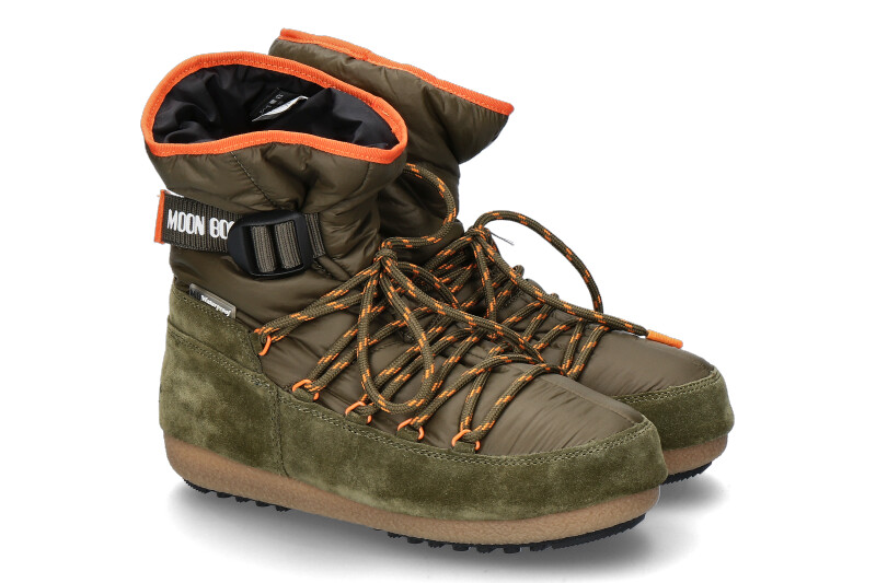Moon Boot snow boots SOFT LACES SUEDE ARMY GREEN ORANGE