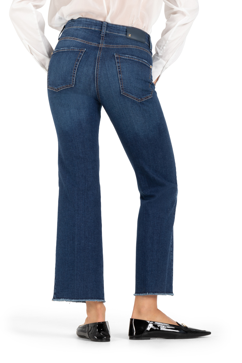 Cambio jeans FRANCESCA -fem. dark used fringed hem