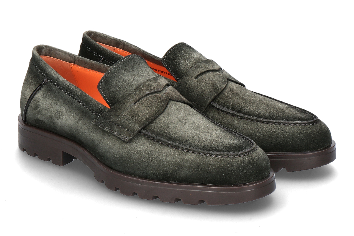  Santoni loafer for men ROCK VELOURS- green/ dunkelgrün 