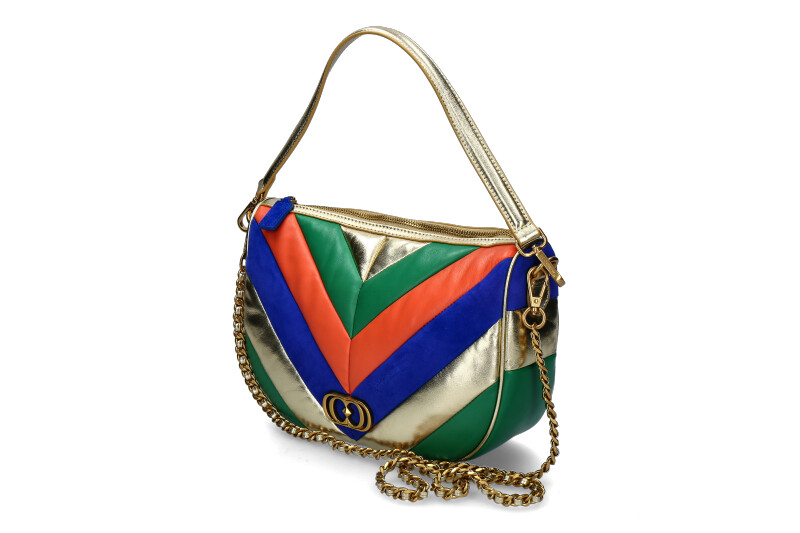 La Carrie shoulder bag AMITOLA STRIPES LOLLO MEDIUM LEATHER MULTI NAVY