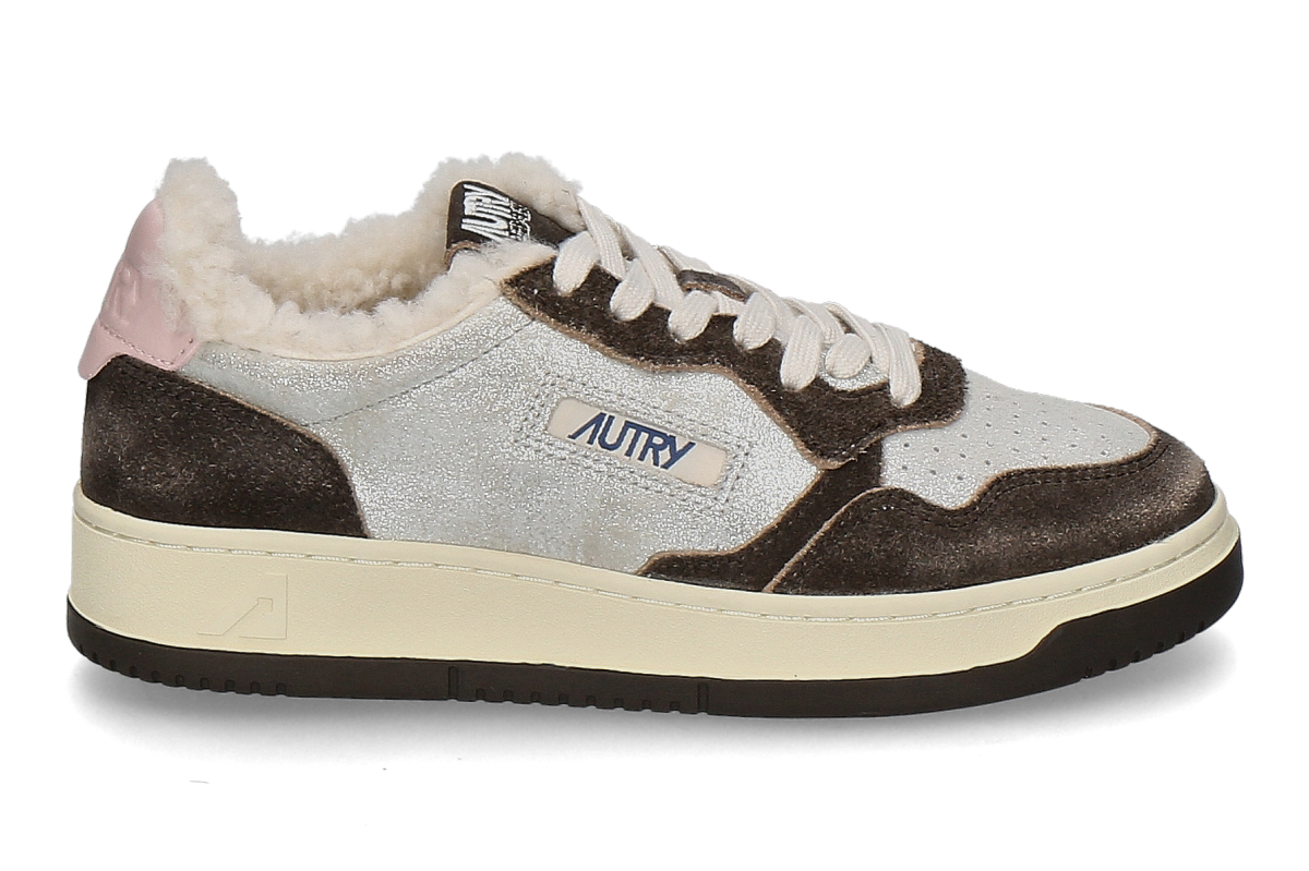 Autry women's lined sneaker SUEDE SHEARLING YB02 - silver/brown