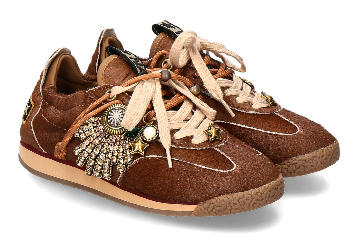 Nan-Ku Couture women's- sneaker GDX01 pony- camel/ brown