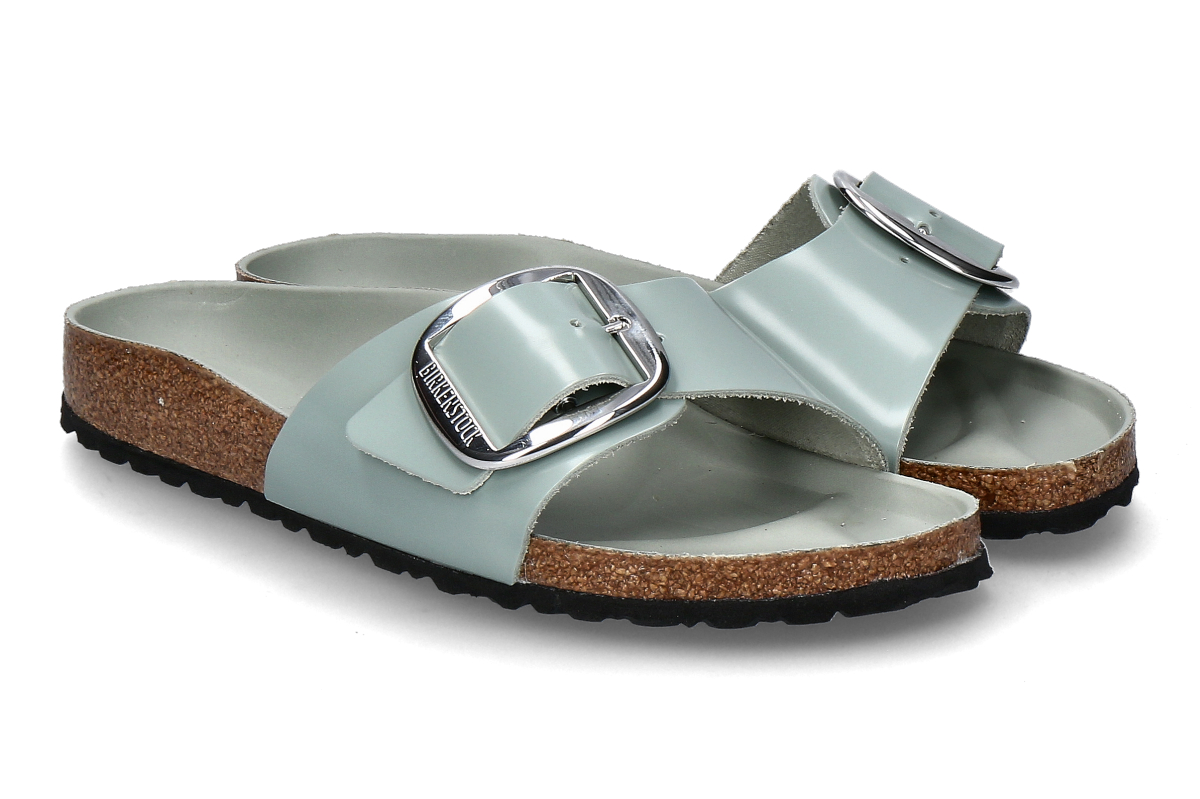 Birkenstock women's- mules MADRID NARROW BIG BUCKLE- green/ high-shine pure sage