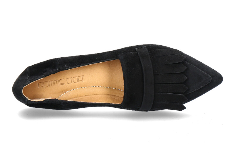 Pomme D'Or slipper CAMOSCIO NERO CUOIO NERO