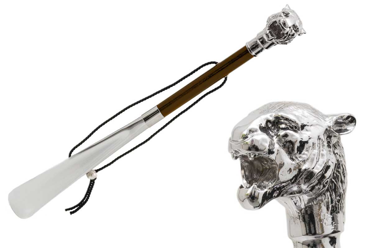 Pasotti shoe horn TIGER- silver/ brown