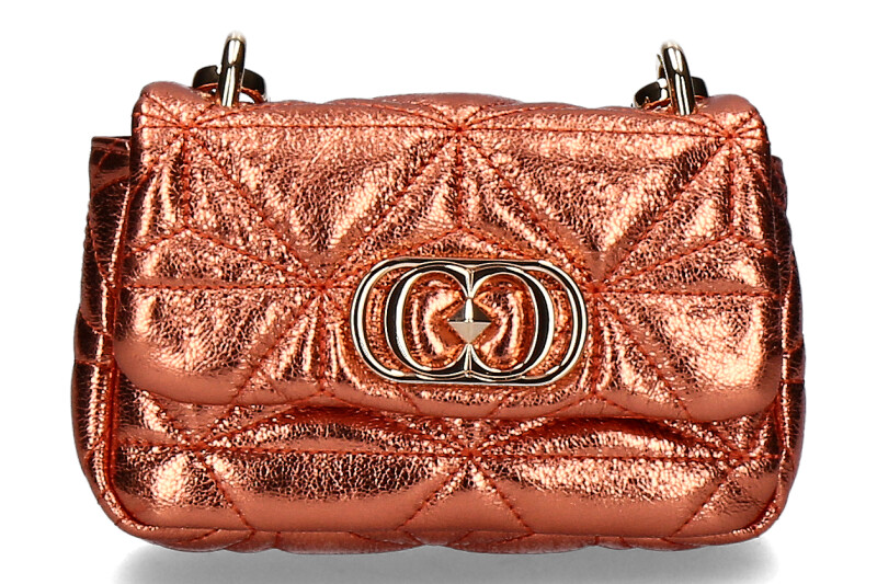 La Carrie shoulder bag SHINY MINI LAMINATED LEATHER ORANGE