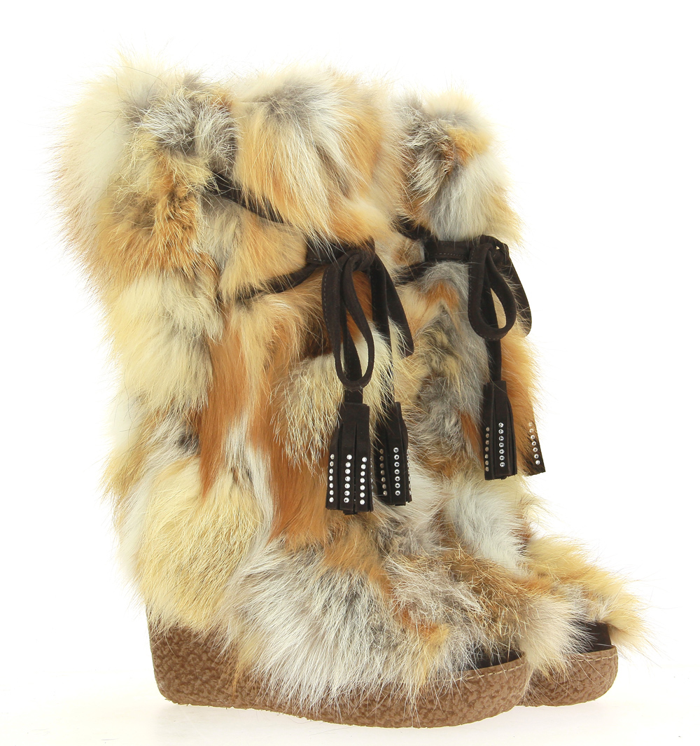 Diavolezza fox fur boots 601 RED FOX