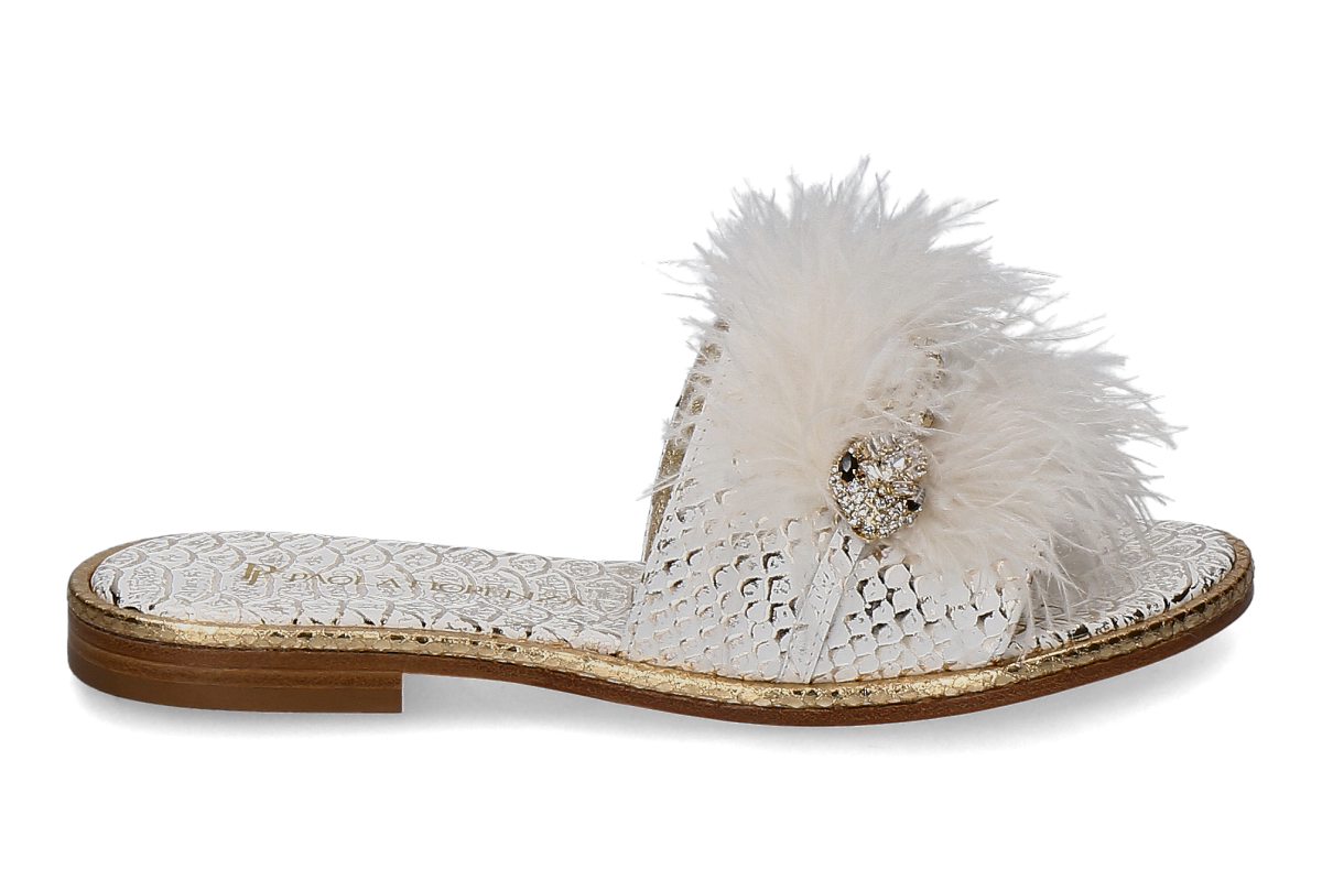 Paola Fiorenza mules SNAKE SLIDER- white/ gold