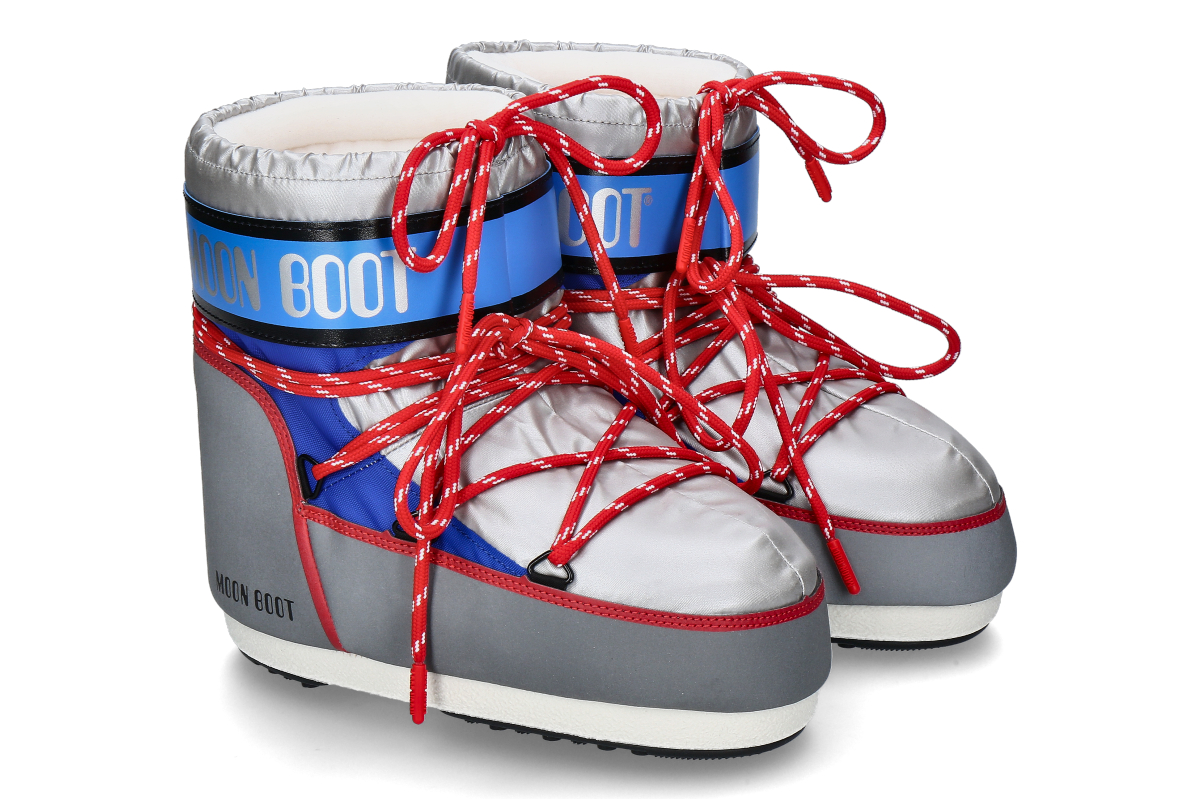 Moon Boot Women's Bootie ICON LOW SPACE RACING- multicolored silver/ blue/ red