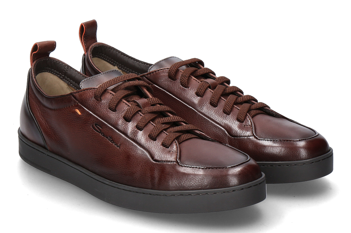 Santoni men's- sneaker MONTECARLO lined- dark brown