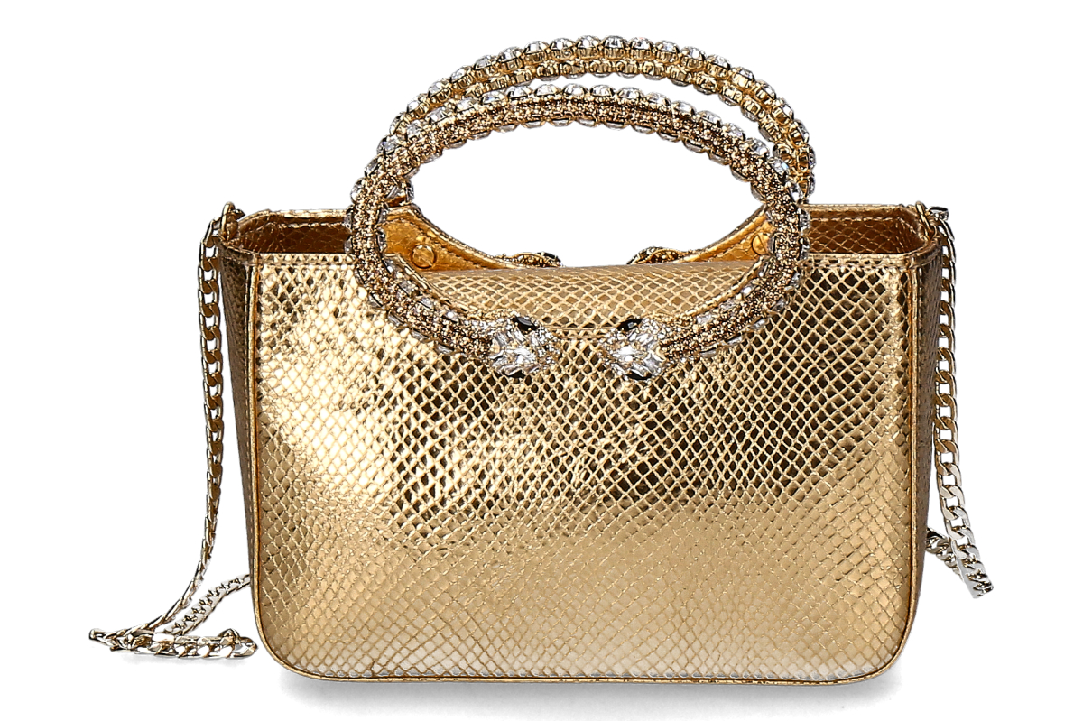 Paola Fiorenza handbag SNAKE CRISTALLI- ambra gold