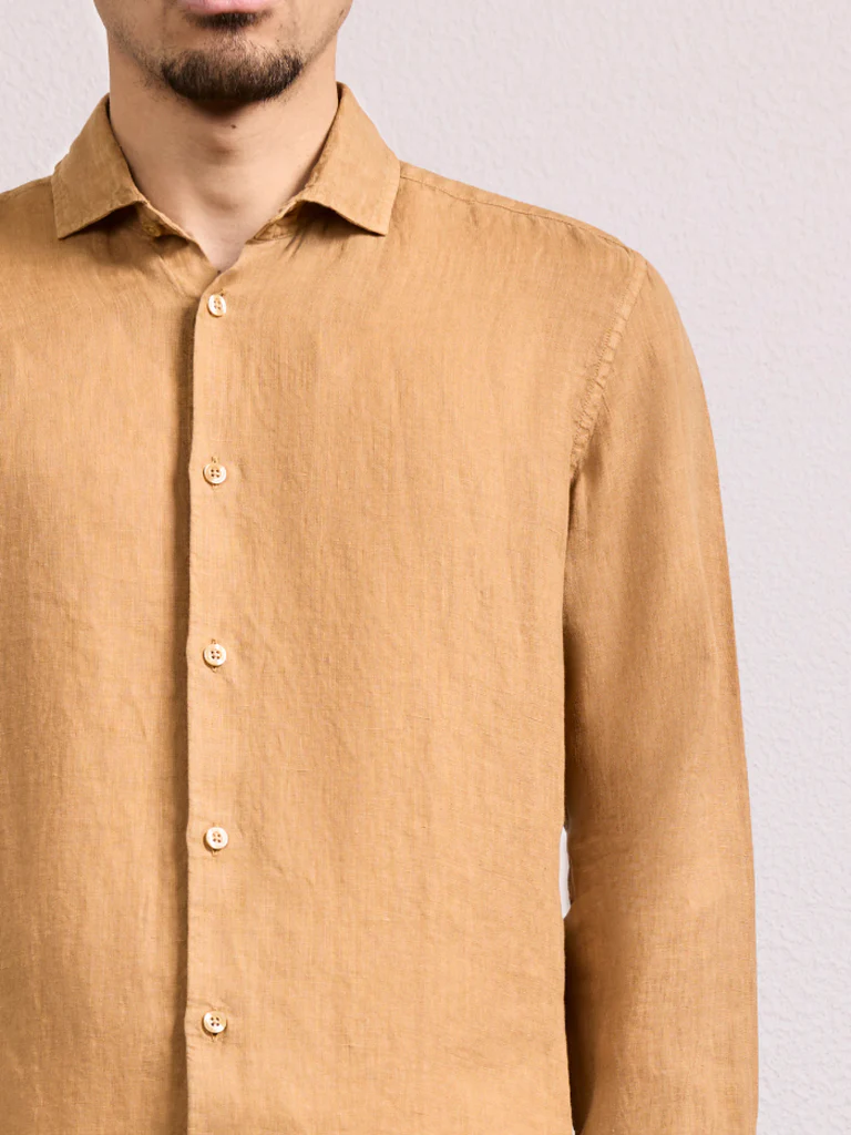 Frescobol Carioca men's shirt ANTONIO LINEN- almond