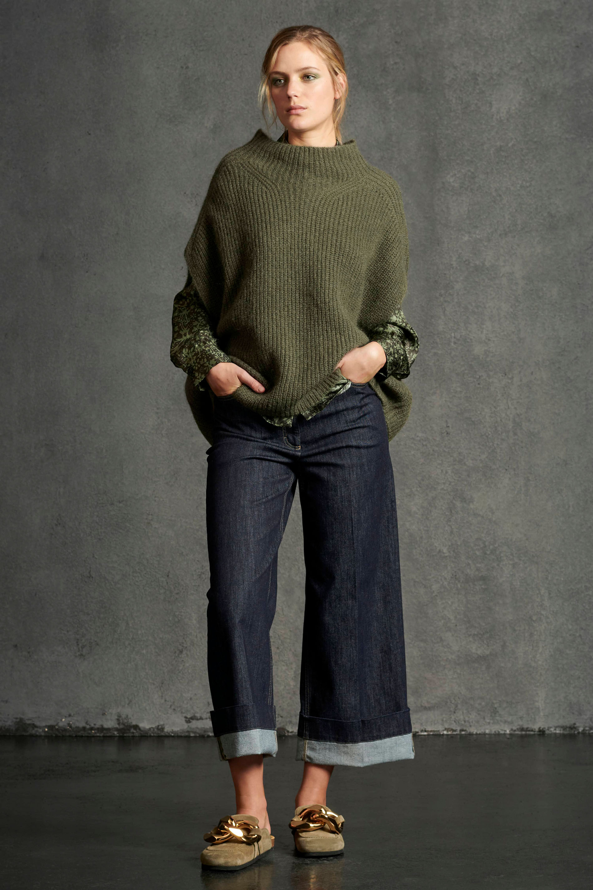 Luisa Cerano Pullover MOHAIR CAPE - vegetal green/grün