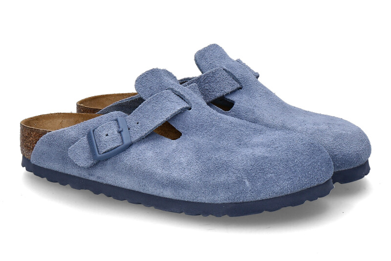 Birkenstock clogs BOSTON SCHMAL VELOURS- elemental blue