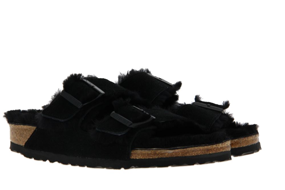 Birkenstock mules lined ARIZONA SCHMAL FUR BLACK