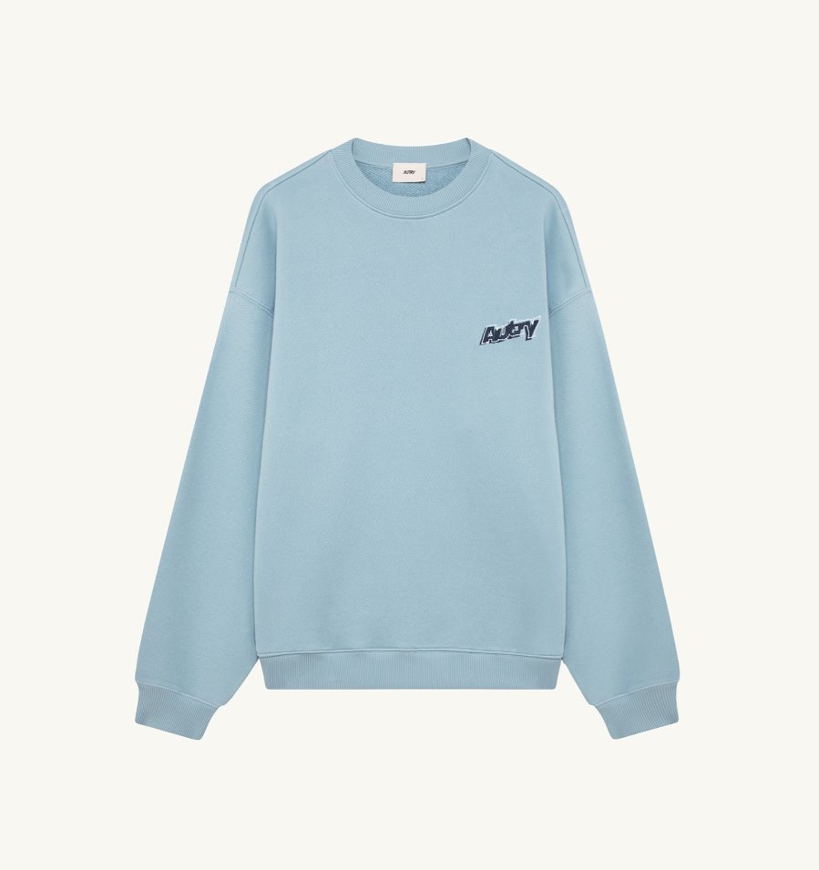 Autry unisex- sweatshirt DOUBLE LOGO- chalcedony/ light blue