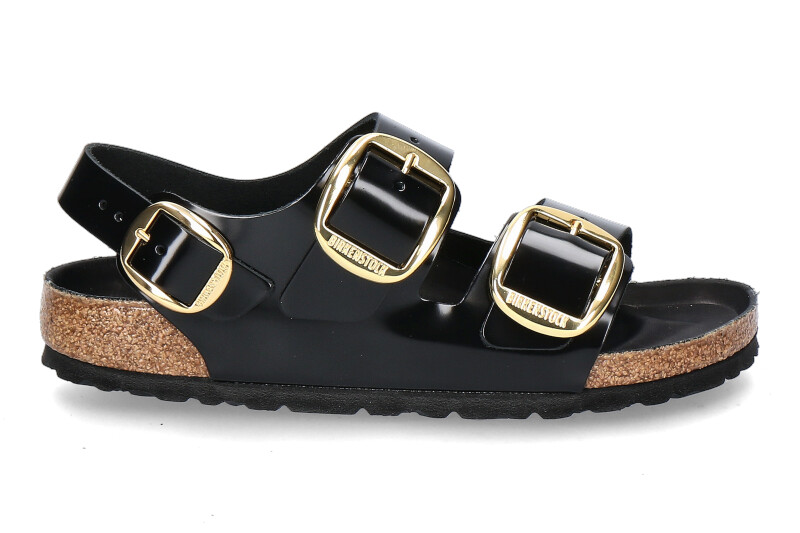 Birkenstock sandals MILANO SCHMAL BIG BUCKLE- high shine black