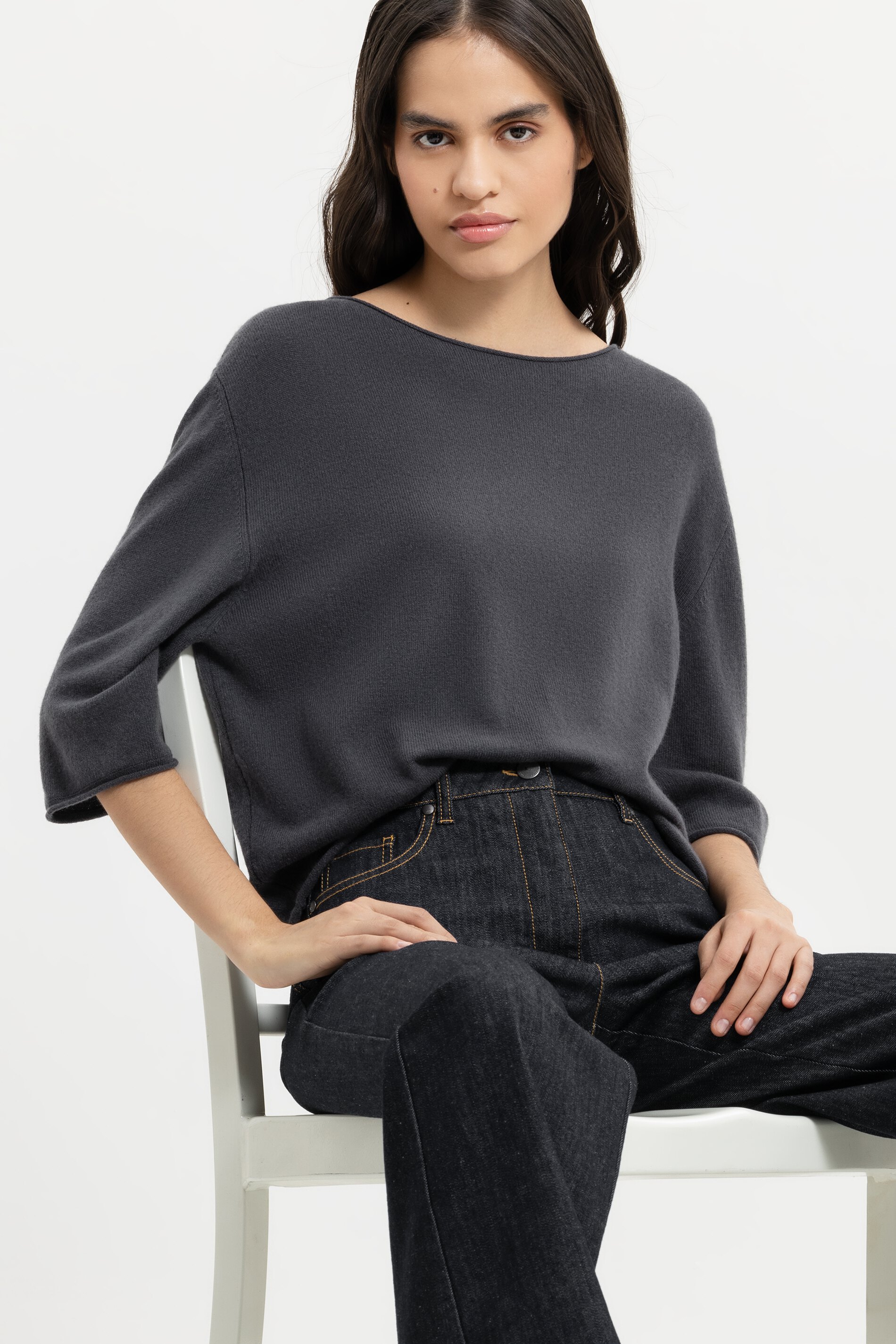 Luisa Cerano Sweater CASCHMIR MIX - bluish grey