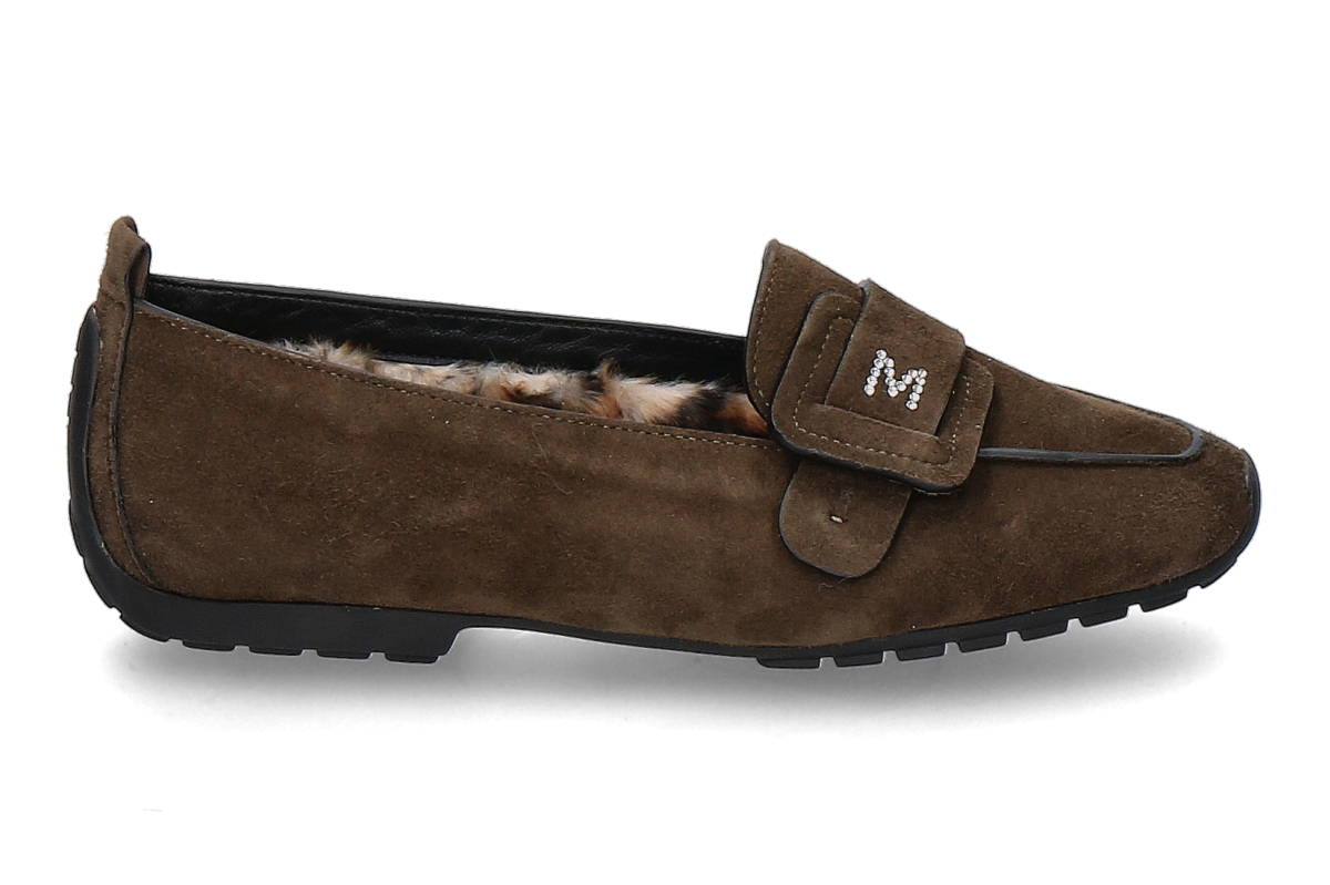 Mania Loafer, Lined, CAMOSCIO STRASS—khaki/dark green