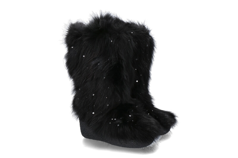 Diavolezza fur boots FOX BLACK SWAROVSKI