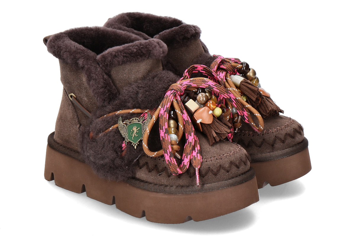 Nan-Ku Couture bootie lined GFH01- coffee/ dark brown