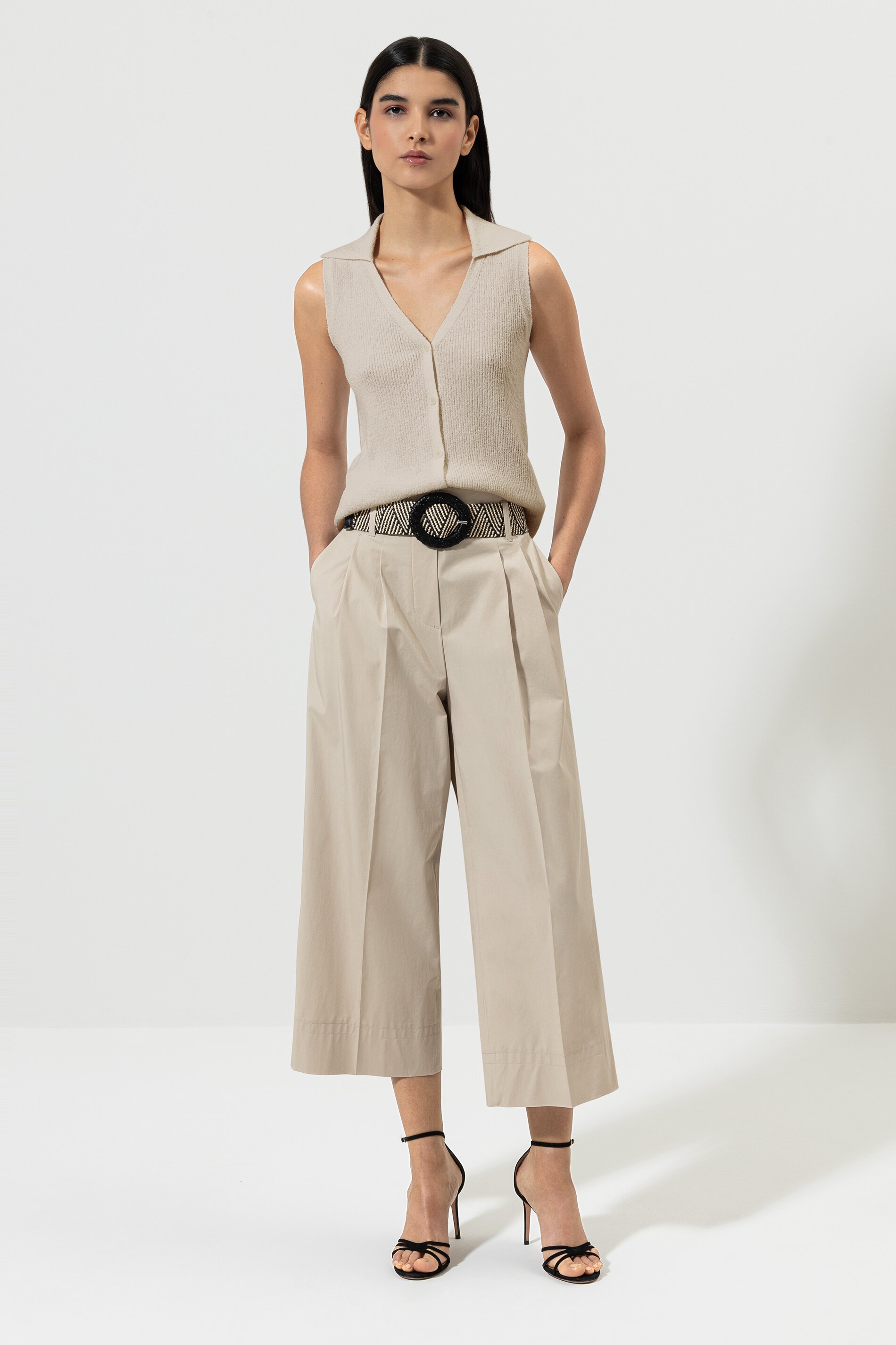 Luisa Cerano Hose GABARDINE PAPERBAG TROUSERS - shell/beige