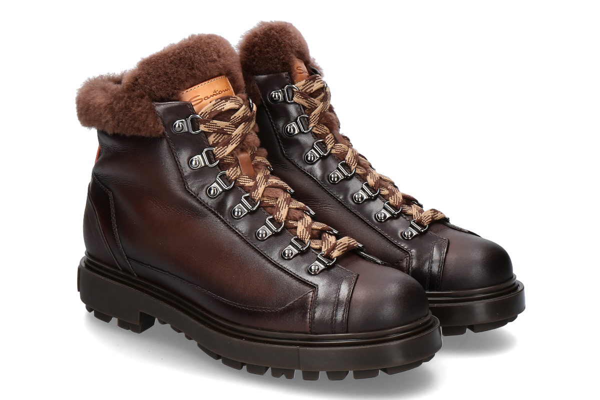 Santoni Men's Lace-Up-Boots FARCRY lined- dark brown/ dunkelbraun
