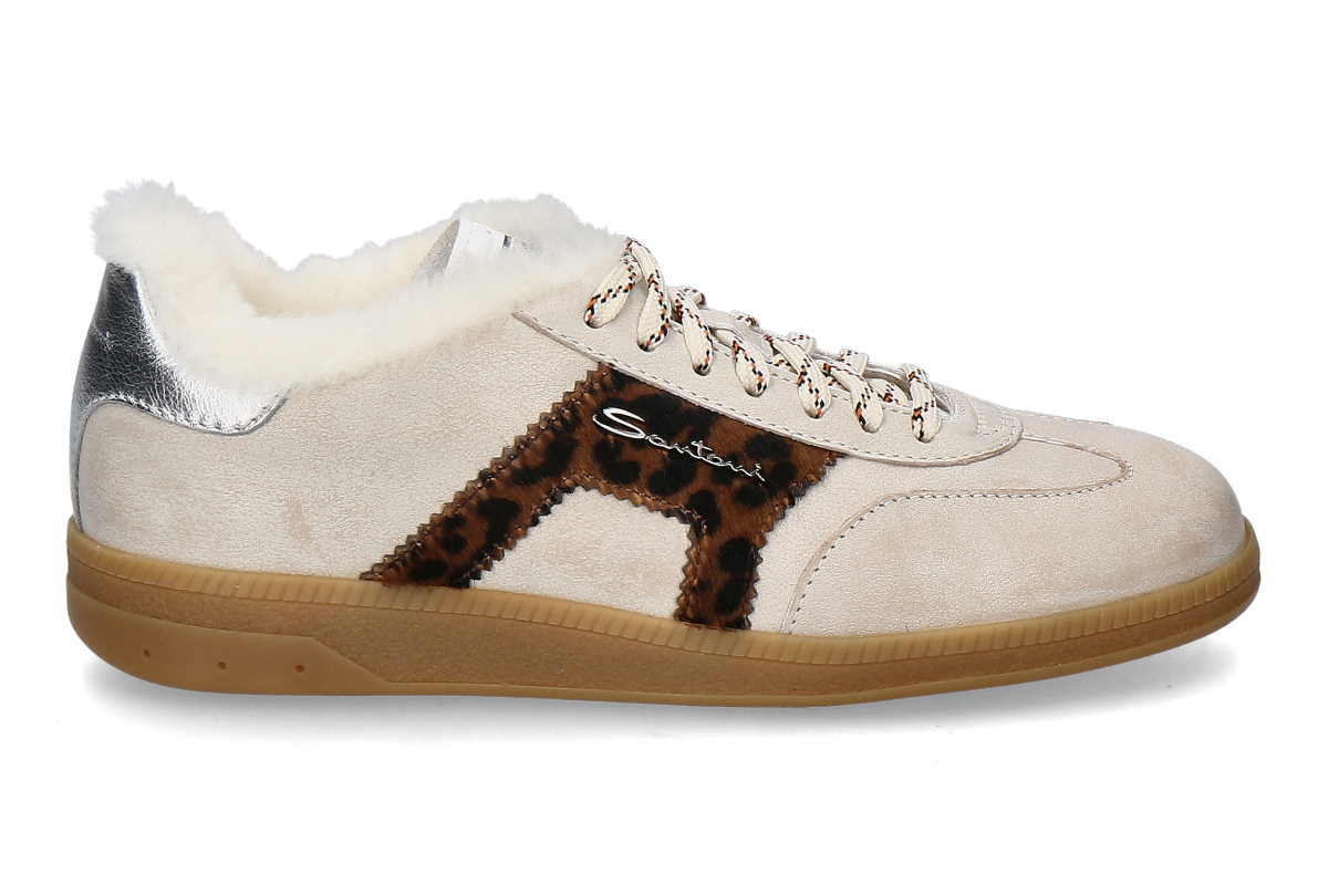  Santoni women's sneaker lined OLY NAPPA PONY- beige/ silber 