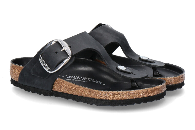 Birkenstock thong mules GIZEH NORMAL BIG BUCKLE BLACK