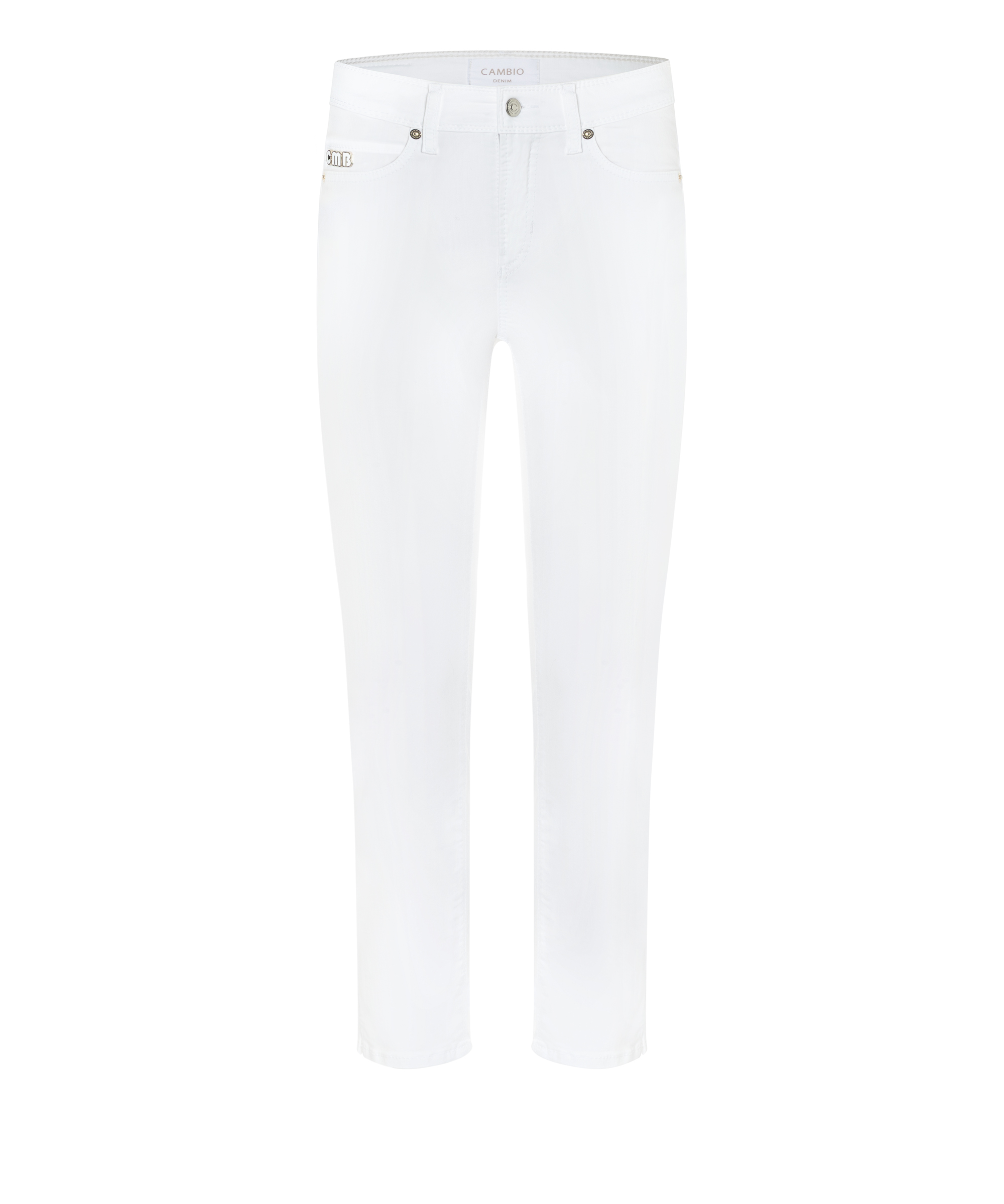 Cambio slim-fit jeans PIPER SHORT CROPPED- white