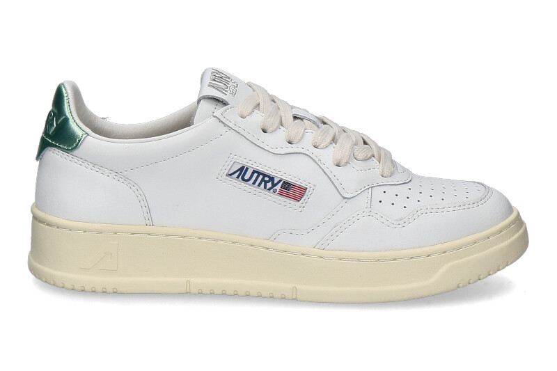 Autry women's sneaker MEDALIST LEATHER- white/ laminated green