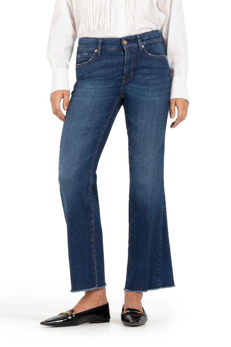 Cambio jeans FRANCESCA -fem. dark used fringed hem