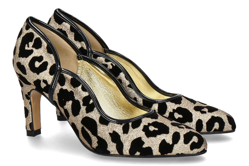 Azuree Cannes pumps RAPIDO TISSU JAGUAR ORO VERNIS NOIR