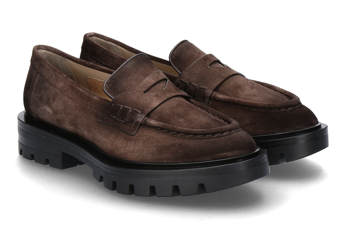 Santoni women's loafer REGINA VELOURS- dark brown/ dunkelbraun 