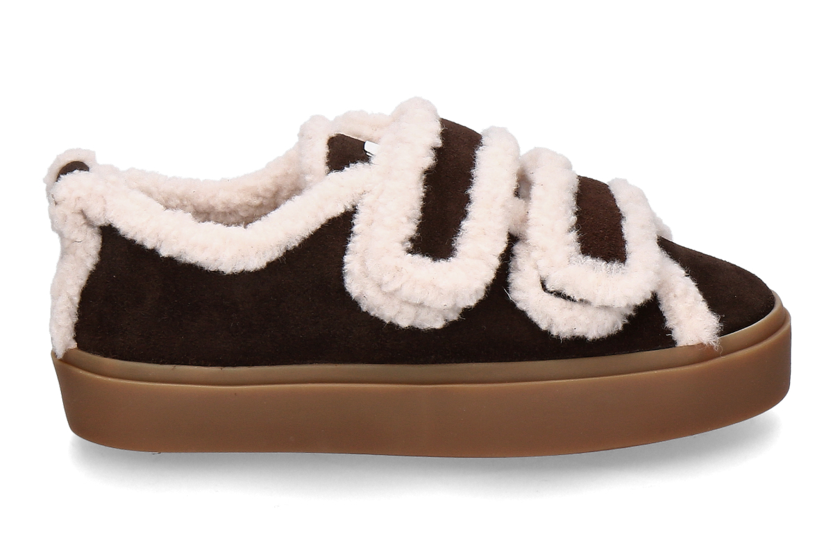 Inuikii women's- sneaker lined LOW VELCRO- dark brown