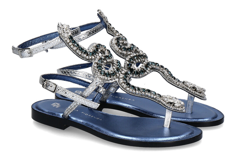 Paola Fiorenza sandals ARGENTO PITONE BLU SILVER