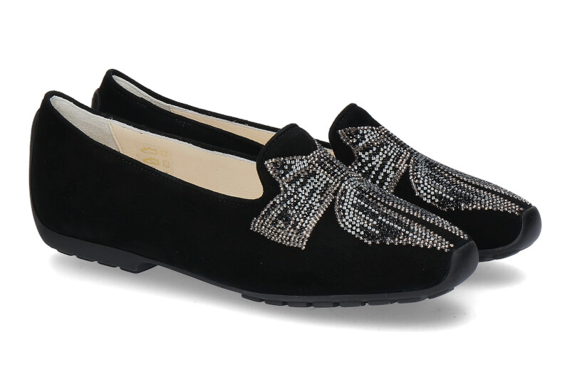 Mania slipper CAMOSCIO NERO STRASS
