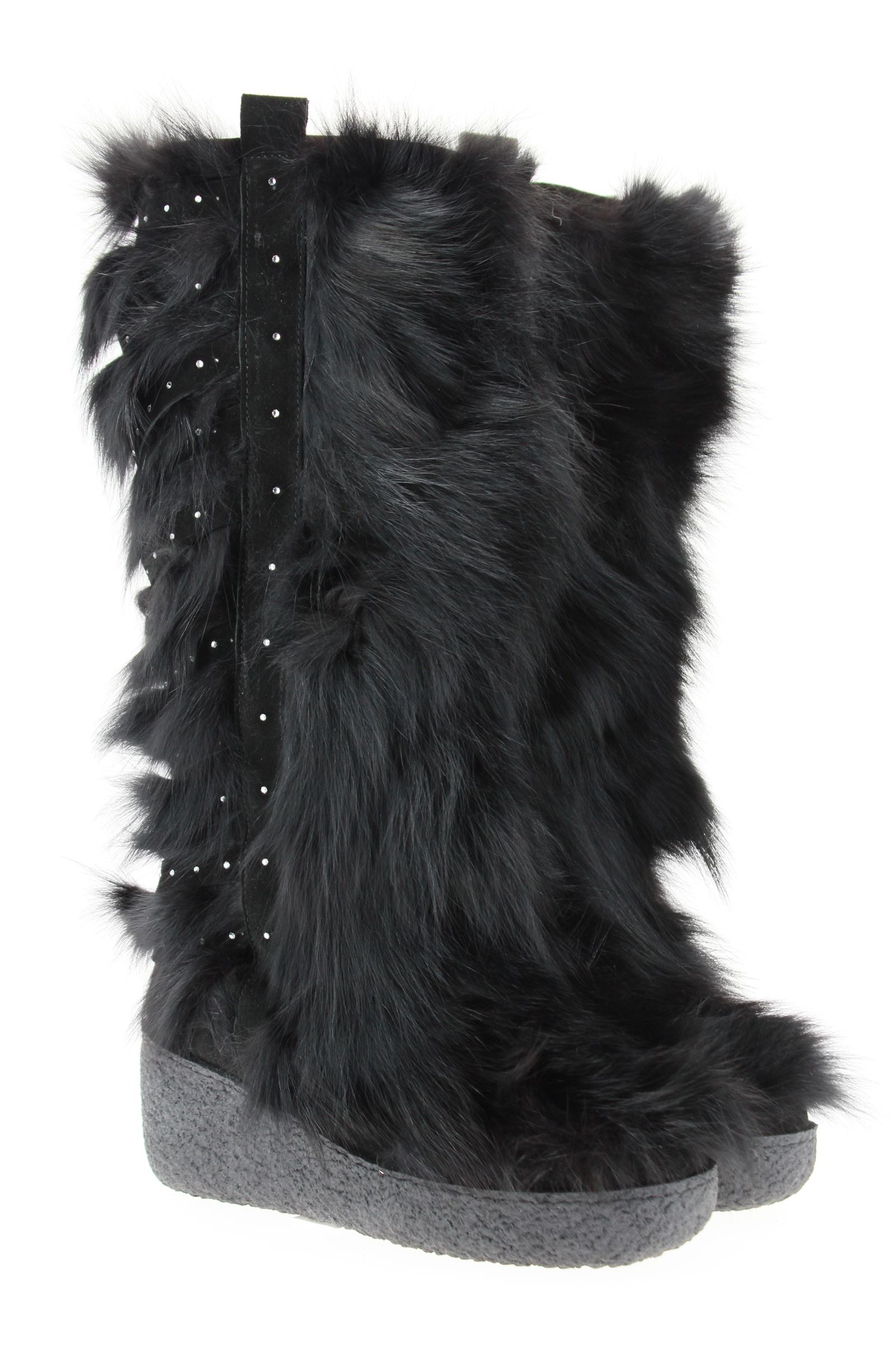 Diavolezza Fur boots BLACK FOX SWAROVSKI CRYSTAL