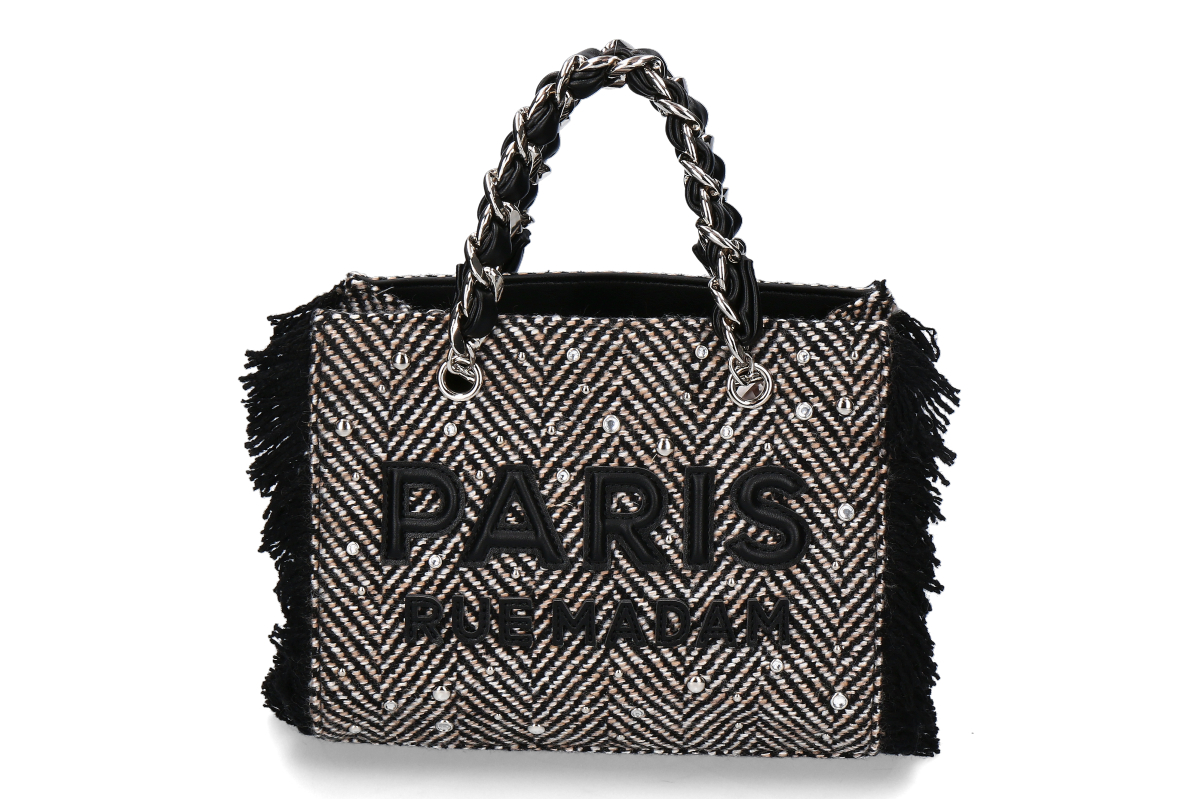 Rue Madam bag- HARRIS MINI TOTE- tweed black/black