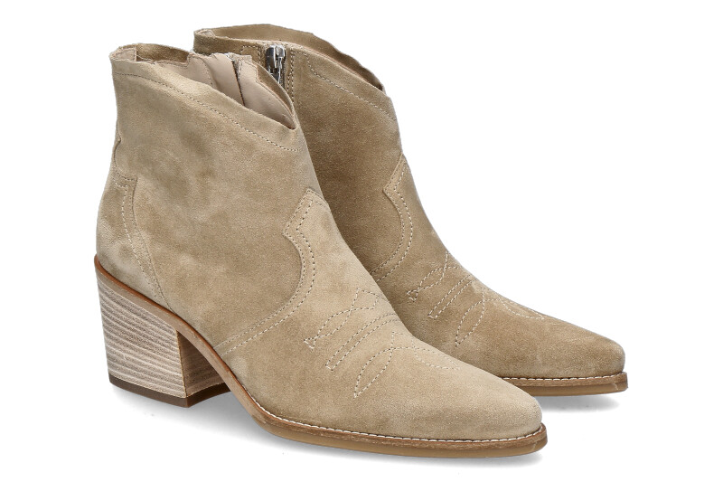 Paul Green Cowboy ankle boots SOFT SUEDE- grain beige