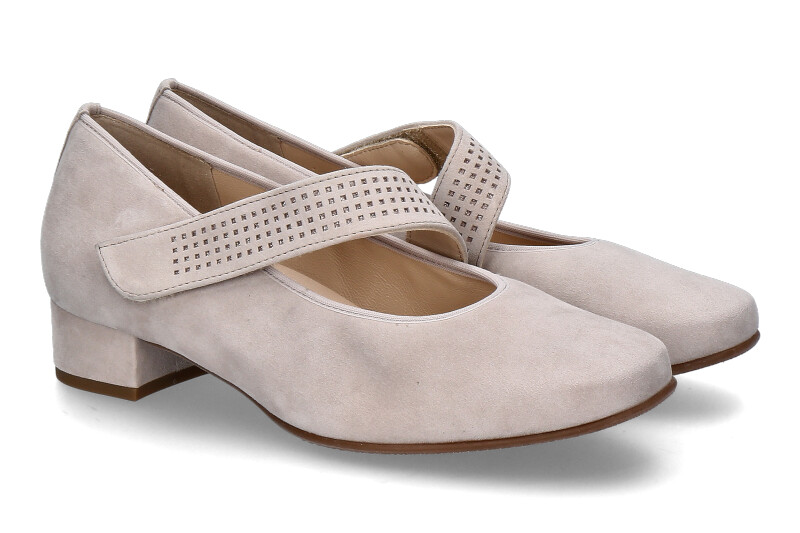 Hassia strap pump CORDOBA SAMTKID LEDER- porzella