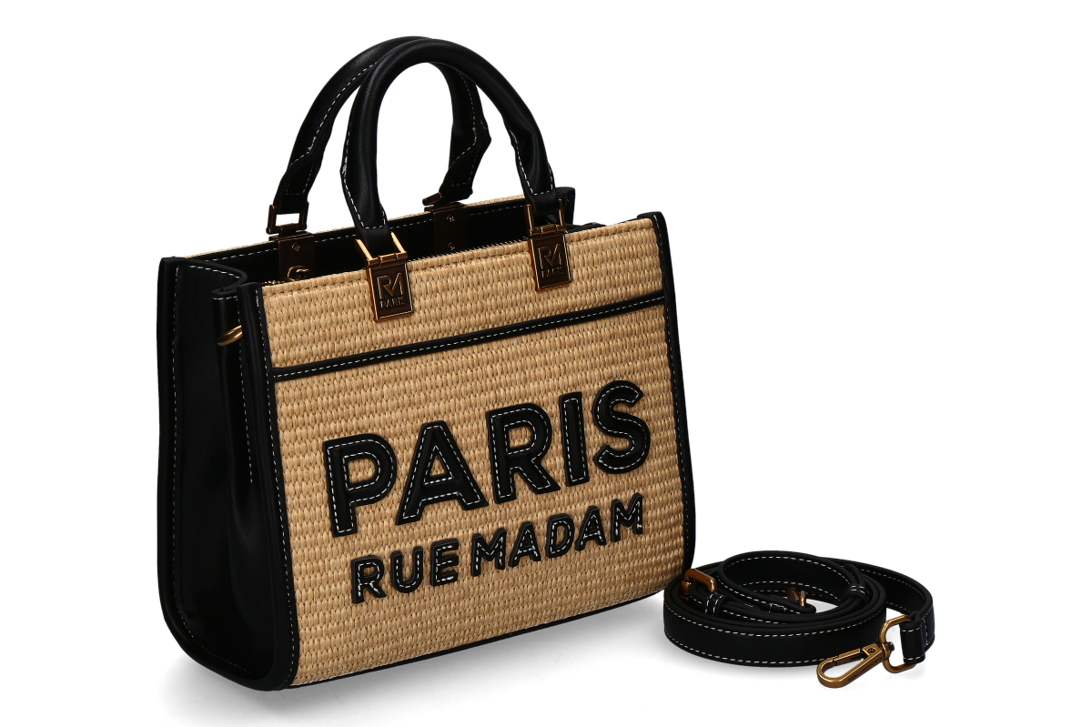 Rue Madam Handbag ICONIQUE MINI- straw/ black