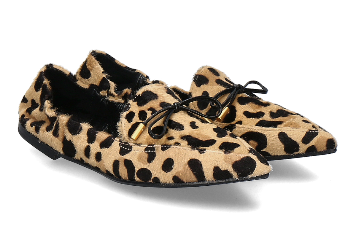 Pomme d'Or INGRID PRINT slippers—leopard print/camel