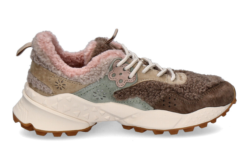 Flower Mountain sneaker lined KOTETSU SUEDE TEDDY- beige/ pink