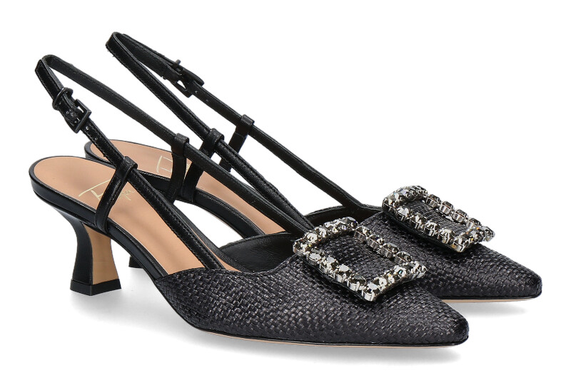 Roberto Festa sling pumps STEFI RAFFIA NERO NAPPA NERO