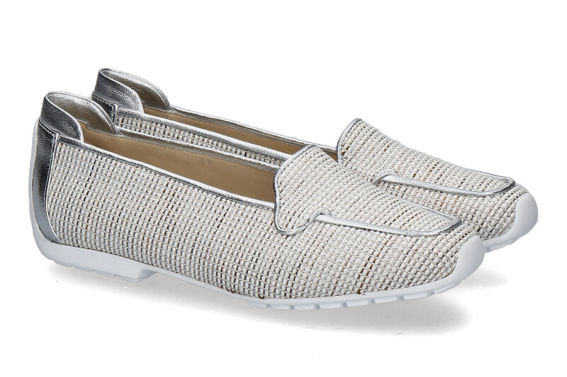 Mania slipper RAFFIA LUREX avorio/silber